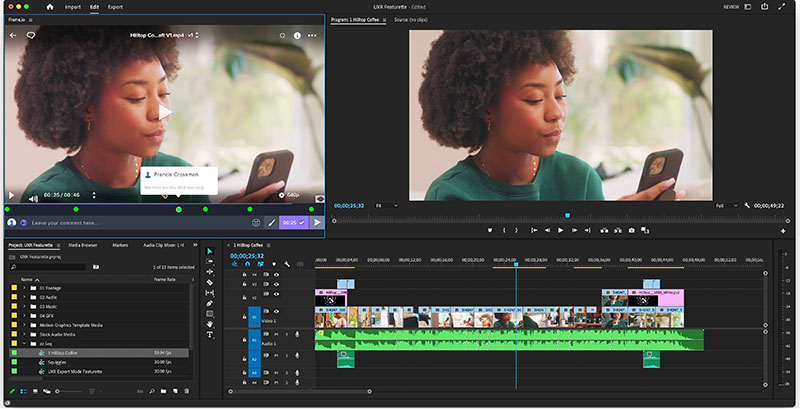 Adobe Pr Frame.io Review comments