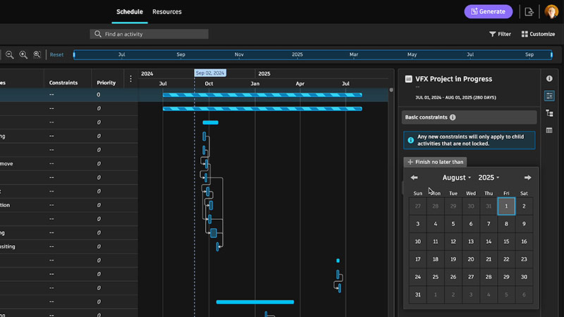 Autodesk flow schedule view constraints