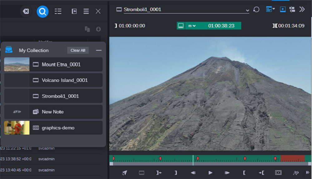Avid MediaCentral Cloud UX Collections App