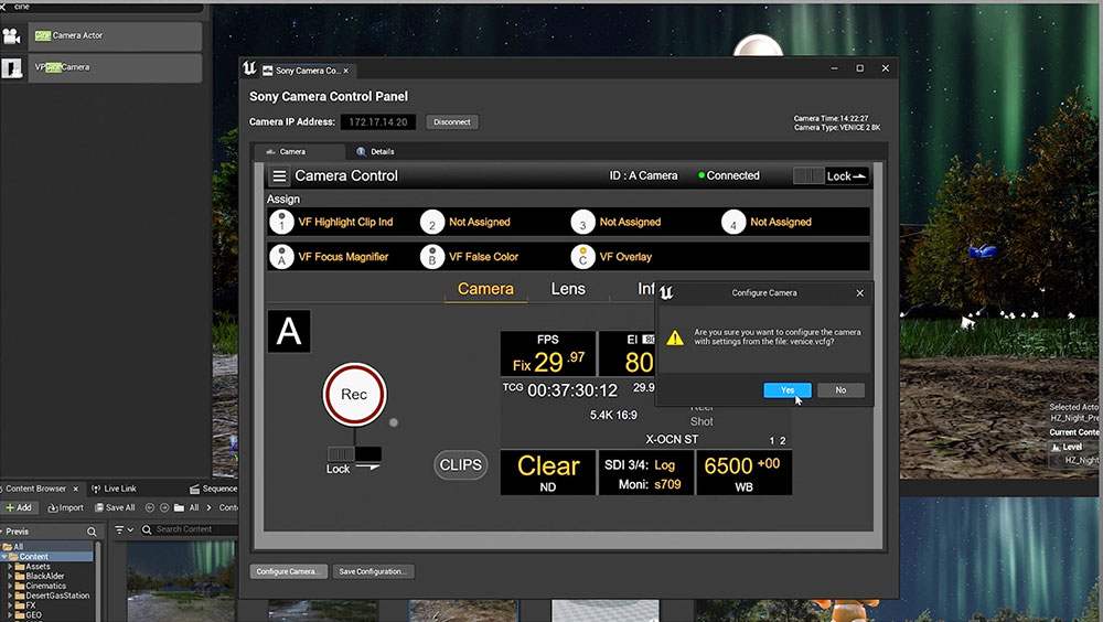 Sony venice parameters saved