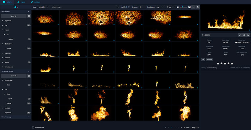 das element vfx asset library gallery