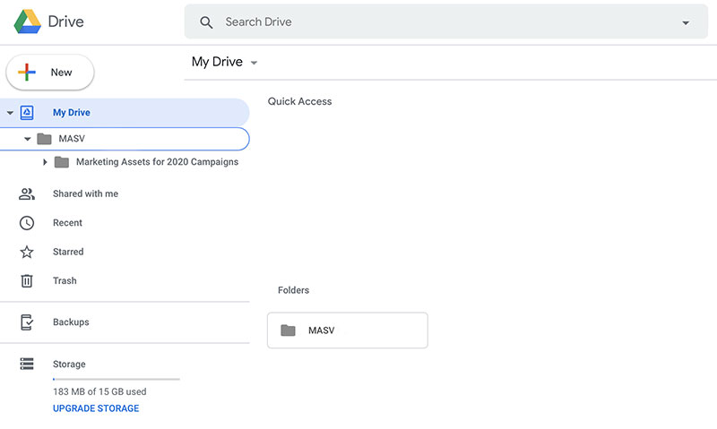 MASV gdrive interface