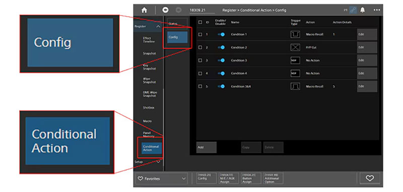 Sony MLS X1 conditional action