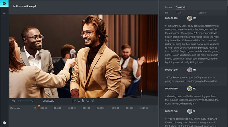 EditShare One Transcription View