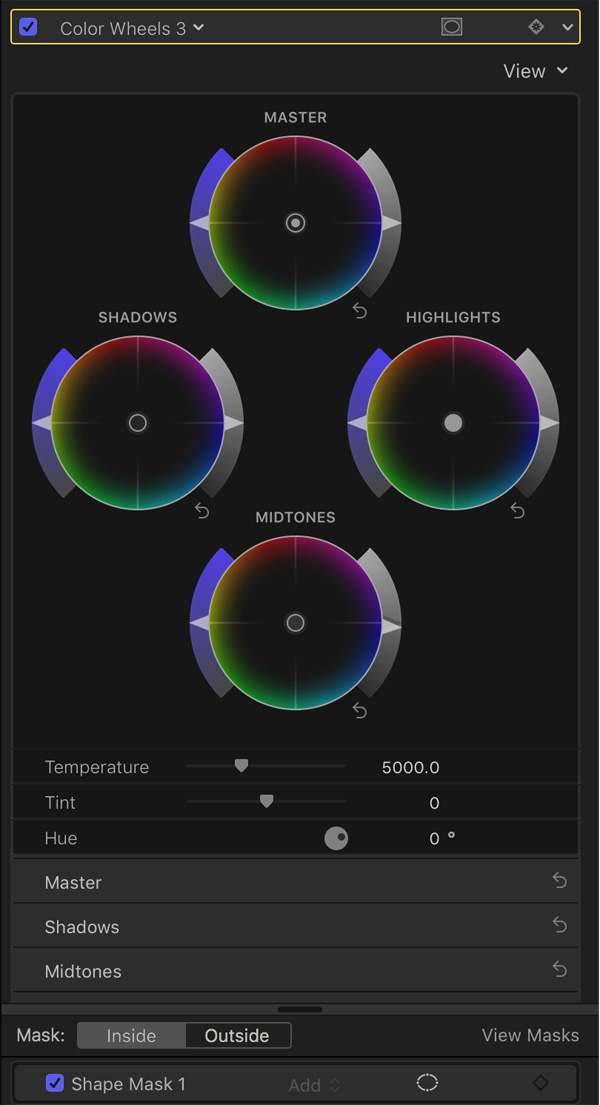 FCPX Color Wheels