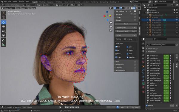 KeenTools facebuilder blender low poly 01