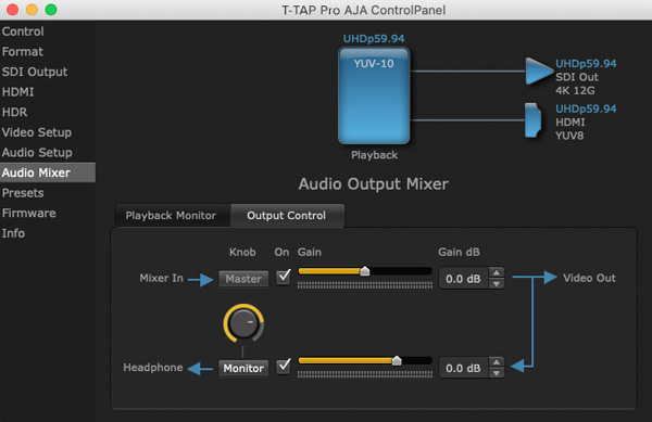 AJA T TAP Pro Audio Mixer